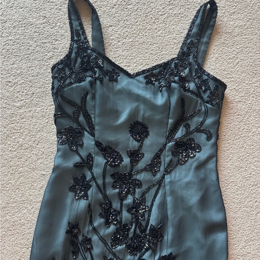 Kay Unger Silk Evening Gown with Delicate Beading